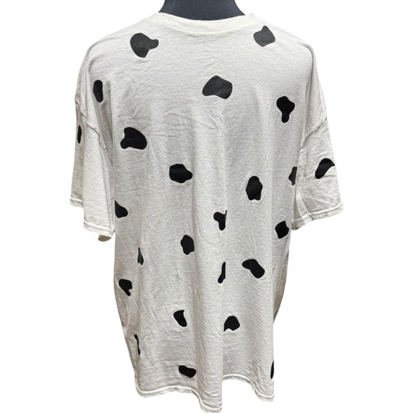 Gildan XL Dalmatian Spot Graphic Tee – Black White Oversized Streetwear - Picture 2 of 5